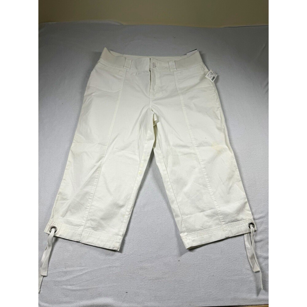 Fashion Bug Weekend Casual Womens White Capri Pants Size 16 Pockets 427